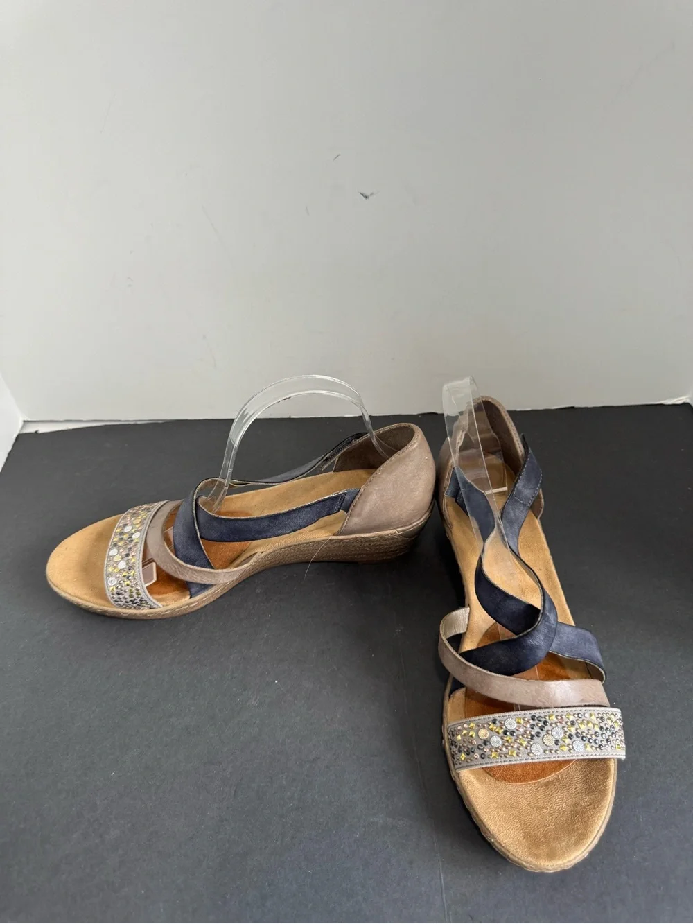 Rieker 62405-42 wedge leather Women's Embellished Strappy Wedge Sandals. EU 4
